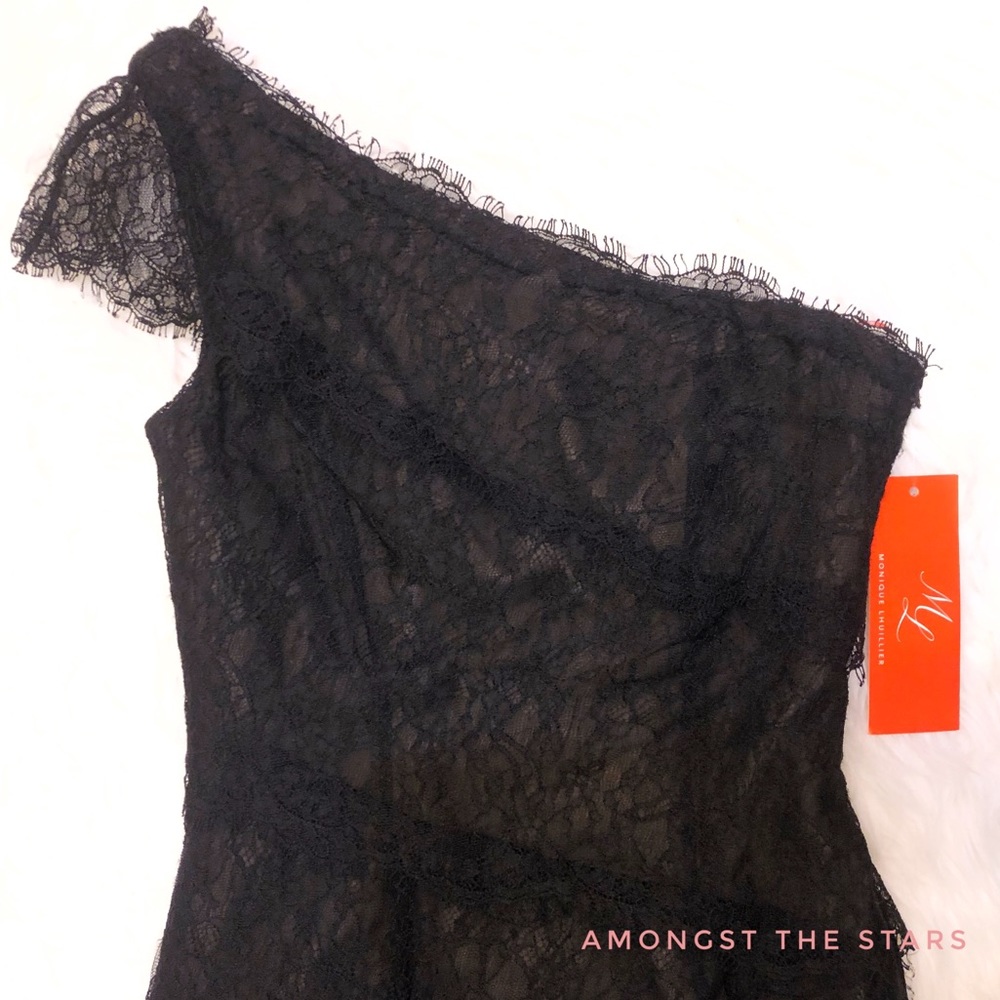 Monique Lhuillier Tiered Lace One Shoulder Dress - Picture 5 of 8